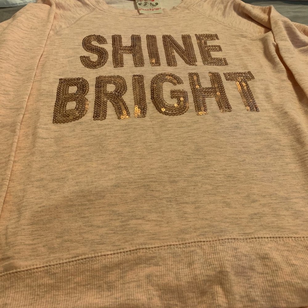 Jenna & Jesse girl's rayon blend pullover pink shirt with sequins L (14)